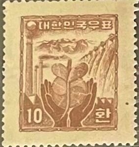 1955 Korea  Reconstruction  10h Stamp SC#209 MH