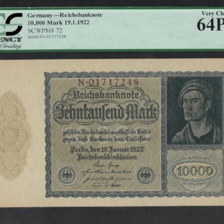 1922_Germany (Weimar Republic)_Early_hyperinflation_period, 10000 Marks_Banknotes_SCWPM# 72