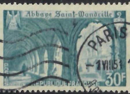 1951_France___St._Wandrille_Abbey___30f_stamps_SC#649_stamps
